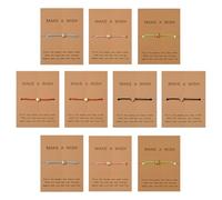 GOMAKERER 10 piezas de pulseras con tarjetas de deseos, 5 colores de pulseras entrelazadas en forma de estrella para parejas, pulseras de amistad apilables con tarjeta de "HACER UN DESEO" para mujeres