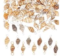 GOMAKERER 100 dijes de conector de concha natural, colgantes de conector de conchas marinas sin teñir, dijes de concha en espiral con 2 trabillas para hacer collares, pulseras y joyas, Concha, No es