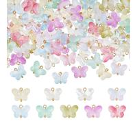 GOMAKERER 108 unidades de 9 colores de cristal de mariposa, 10 mm de cristal a granel, mariposa brillante, insectos, colgantes, transparentes, lindas mariposas para collar, pendientes, fabricación de