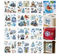 GOMAKERER 12 hojas de calcomanías de invierno para manualidades, estilo de nieve, frotar en transferencia, pegatinas negras y naranjas, estilo de arte de PVC, pegatinas para manualidades, decoración