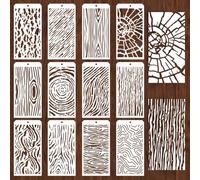 GOMAKERER 12 piezas de páginas para colorear decorativas, 12 estilos, estructura de madera abstracta mixta, plantillas de pintura de cracelea mixtas, plantillas de dibujo de arte reutilizables para