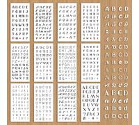 GOMAKERER 12 plantillas de letras para pintar, 12 estilos de elementos del alfabeto, plantillas de pintura, plantillas de dibujo de arte reutilizables para pintar en la pared, decoración del hogar de