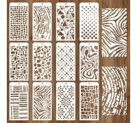 GOMAKERER 12pcs plantilla de pintura decorativa 12 estilos de plantillas de pintura texturizadas de ladrillo patrones de dibujo artístico reutilizable para pintura en pared de madera decoración