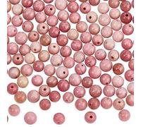 GOMAKERER 172 cuentas de rodonita natural de 4 mm, cuentas redondas de piedras preciosas lisas, cuentas de piedra rosa, cuentas sueltas para manualidades y fabricación de joyas