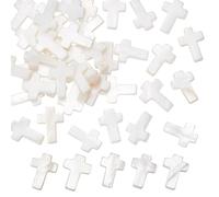 GOMAKERER 2 Hilos 38 uds Cruz Encanto, Hebras de Cuentas de Concha de Agua Dulce Sin Teñir, Cuentas Espaciadoras de Concha Cruzada para Collar, Pendiente, Pulsera, Fabricación de Joyas