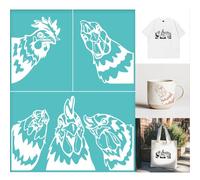 GOMAKERER 2 plantillas de serigrafía con patrón de gallo plantillas de pintura con animales de granja, reutilizables, autoadhesivas, serigrafiadas, para bordes, madera, tela, decoración del hogar