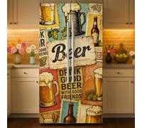 GOMAKERER 2 unidades de envoltorios de vinilo extraíbles con patrón de cerveza vintage, autoadhesivos, para puerta de nevera, congeladores, panel adhesivo para decoración de cocina, bar, 41,5 x 200 cm