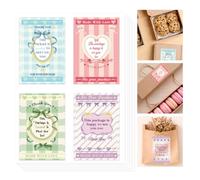 GOMAKERER 200 unidades de calcomanías de este paquete con texto en inglés «This Package is Happy to See You Too», patrón de lazo para minoristas en línea, calcomanías de sellado autoadhesivas para