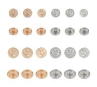 GOMAKERER 24 botones de metal de 4 estilos, 2 colores retro clásicos de aleación con textura de abeja plana, botones redondos planos de metal para costura, traje, uniforme, abrigo, pantalones