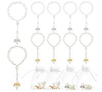 GOMAKERER 28 juegos de pulseras de cuentas de rosario de 2 colores, 2 colores de perlas de imitación con dijes de ángel y bolsas de regalo de organza para Pascua, bautizo, festival, joyería de regalo