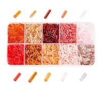 GOMAKERER 3000 cuentas de cristal de 10 colores, cuentas de corneta atornilladas de colores mixtos, cuentas de tubo largo, cuentas espaciadoras sueltas, cuentas transparentes, cuentas rosas