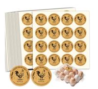 GOMAKERER 320 etiquetas de cartón de huevos de gallina, redondas, retro, pegatinas de papel kraft con la impresión, huevos frescos de granja, resistentes al agua, autoadhesivas, para embalaje de