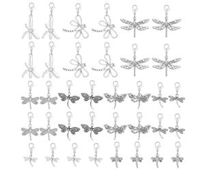 GOMAKERER 36 piezas 9 estilos colgante con cremallera en forma de libélula, diseño de insectos con bisagra estilo tibetano tirador de cremallera para decoración de equipaje, 30~37mm, Metal, No es una