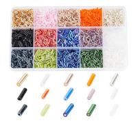 GOMAKERER 3750 Cuentas de Cristal de 15 Colores Mezclados - Perlas de Trompeta en Forma de Tornillo, Tubo Largo, Espaciadores Sueltos Transparentes para Hacer Joyas