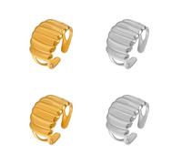 GOMAKERER 4 anillos gruesos de 2 colores para mujer, 13,5 mm de ancho, simples anillos abiertos de acero inoxidable, anillos apilables para manualidades y fabricación de joyas