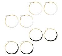 GOMAKERER 4 pares de aretes de aro de plata y oro, aretes de aro de aleación, aretes de aro finos para mujer