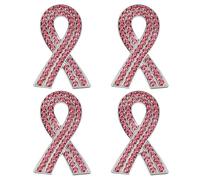 GOMAKERER 4 pines de cinta rosa, alfileres de concienciación sobre el cáncer de mama, regalos de caridad, suministros de cinta de concienciación, broches de diamantes de imitación para apoyar a