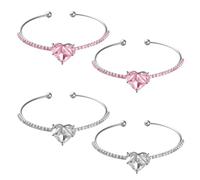 GOMAKERER 4 pulseras de corazón dorado, 2 colores de aleación de cadena de corazón, apilables, permiten abrir la muñeca para mujer