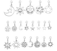 GOMAKERER 40 piezas de 20 estilos, 40 piezas, 10 estilos, colgante de aleación de luna y sol, cierre de cremallera, decoración para equipaje y mochilas