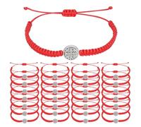 GOMAKERER 40 pulseras con medallas de San Benedicto de tejido cruzado Mi Santo Mi Héroe Benedictino Benedictino Pulseras de bendición ajustables Pulseras tejidas para Pascua Bautizo Joyas de fe