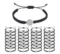 GOMAKERER 40 pulseras de medalla de San Benito, pulsera de cuerda tejida en cruz, pulseras de bendición benedictina con medalla ajustable para Pascua, bautizo, joyería de fe