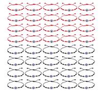 GOMAKERER 40pcs 2 colores mal de ojo pulsera de amuleto de la suerte pulseras de cordón trenzado pulsera de hilo ajustable para hacer pulseras DIY joyería