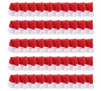 GOMAKERER 50 Pieza Mini Gorros de Papá Noel, Mini Sombreros de Botella de Navidad de Tela, Piruletas de Navidad, Sombreros de Caramelo, Suministros de Fiesta para Manualidades DIY