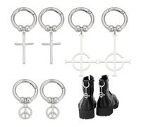 GOMAKERER 6 dijes de zapatos góticos punk de 3 estilos, dijes de zapatos cruzados, dijes de aleación para botas con colgante de cruz para botas góticas punk, tenis, Halloween y accesorios de