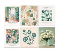GOMAKERER 6 piezas de impresiones artísticas de pared verde salvia, pintura al óleo, arte estético de pared, decoración de pared Matisse para sala de estar, dormitorio, oficina, decoración del hogar