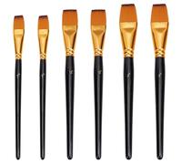 GOMAKERER 6 pinceles de pintura planos, pinceles de artista con mango de madera, pinceles de pintura sectorial para acuarela, pintura al óleo acrílica, cara, cuerpo, uñas, manualidades, pintura