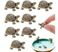 GOMAKERER 8 unidades de mini tortuga de cobre discos de baño ornamentales, pequeñas tortugas de latón, decoración de baño, discos de limpieza Feng Shui, amuleto de la suerte, regalo para yoga