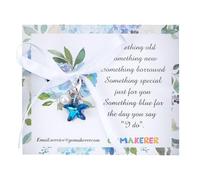 GOMAKERER Abalorio de ramo de algo azul, diseño de ángel de la guarda con una tarjeta de regalo para flores de novia, 21mm, Vidrio