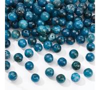 GOMAKERER Aprox. 94 perlas azules de apatita, 8-8,5 mm, perlas de piedras preciosas naturales, perlas de piedra redondas, perlas de bola lisas, cuentas espaciadoras sueltas para la fabricación de