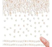 GOMAKERER Aproximadamente 142 cuentas de perlas naturales de 2 mm, mini cuentas de perlas reales cultivadas en agua dulce de color concha marina ovaladas de agua dulce pa