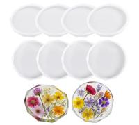 GOMAKERER Juego de 8 moldes de silicona, moldes redondos para hacer posavasos de resina, portavasos de silicona para resina UV, fabricación de joyas de resina epoxi