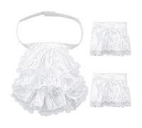 GOMAKERER Juego de Cuello y Puños de Encaje Victoriano - Jabot Colonial Blanco Con 1 Pieza de Volantes y 2 Puños - Accesorios de Disfraz Unisex