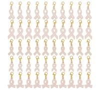 GOMAKERER - Lote de 80 colgantes de cinta rosa para la sensibilización sobre el cáncer de mama, 5 estilos, colgantes de cinta rosa esperanza con cierres de mosquetones para la fabricación de joyas de