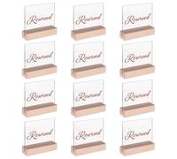 GOMAKERER Paquete de 12 letreros acrílicos reservados, 8.3 x 10.2 cm, letreros transparentes de boda reservados con soporte para tarjetas de lugar para cenas, fiestas, eventos, asientos