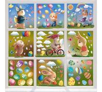 GOMANCHE Calcomanías de ventana de Pascua, decoraciones reutilizables de ventana de Pascua, doble cara para ventana, huevos de conejo, calcomanías de Pascua para decoración de escuela, hogar,