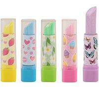 Gomas de borrar con diseño de barras de pintalabios, paquete de 10 unidades, colores variados, para niñas
