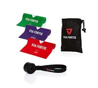 Gomas elasticas Fitness de Via Fortis - Conjunto de 3 Bandas elasticas musculacion con Anclaje de Puerta Entrenamiento en casa - con el Plan de Entrenamiento y la Bolsa