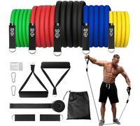 Gomas Elasticas Musculacion,5 Diferentes Niveles Bandas Elasticas Musculacion,10-150LBS Cintas Elasticas Musculacion con Anclaje para Puerta,Asas,Correa para Tobillo,Bandas de Resistencia