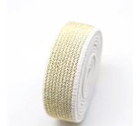 Gomas elasticas musculacion Alambre Dorado Tejido de Alta Densidad 5m y cinturón elástico Plano Plateado, Banda Goma Dorada Plateada, Accesorios Costura for Pantalones Ropa DIY(Gold on White 15mm)