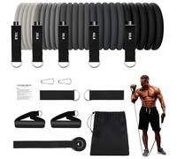 Gomas Elasticas Musculacion, Elasticos Fitness Musculacion con 5 Diferentes Niveles Gomas Bandas Elasticas para Gimnasio en Casa Yoga, Gris