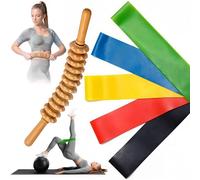 Gomas Elásticas Musculación + Rodillo Masaje Muscular, Bandas Elásticas Musculación, Masajeador Cervical, Cintas Elásticas, Maderoterapia Corporal,Bandas Elásticas Fitness.