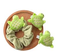 Gomas Elásticas Suaves Gomas for el pelo de felpa for otoño e invierno, diseño de tortuga verde, Anilla for el pelo for el intestino grueso, bandas elásticas for el pelo, coleta de moda for el pelo