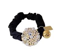 Gomas para el cabello elegantes: detalle de perlas decorativas, soporte elástico para cola de caballo, soporte para el cabello, peinado de inspiración floral | Ideal para peinados recogidos, tre