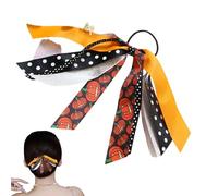 Gomas para el pelo con cinta de calabaza, coleteros festivos, accesorios para el cabello encantadores | Coleteros elásticos para cola de caballo, ideales para fiestas de Halloween, perfectos para