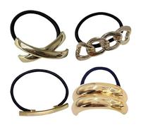 Gomas para el pelo doradas, Gomas para el pelo de metal - Muñequera de cola de caballo con lazo dorado de 4 piezas | Gomas para el pelo de metal, Soportes para cola de caballo, Paquetes