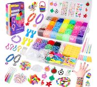 Gomas Para Hacer Pulseras, 10000+ 2 Capas Gomas Elásticas Plásticas kit 36 Colores, para Hacer Collares de Goma de Juguete para Niños de Anillos y Collares de Bricolaje manualidades